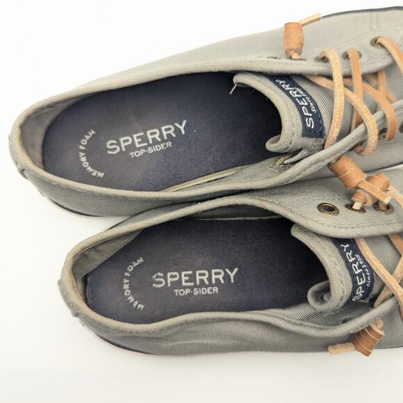 Sperry Pier View Gray Slip On Leather Laces Low Top Fashion Sneakers Women's 8 - Picture 6 of 9
